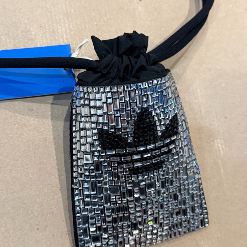 Adidas Rhinestone Drawstring Pouch Silver Metalli… - image 3